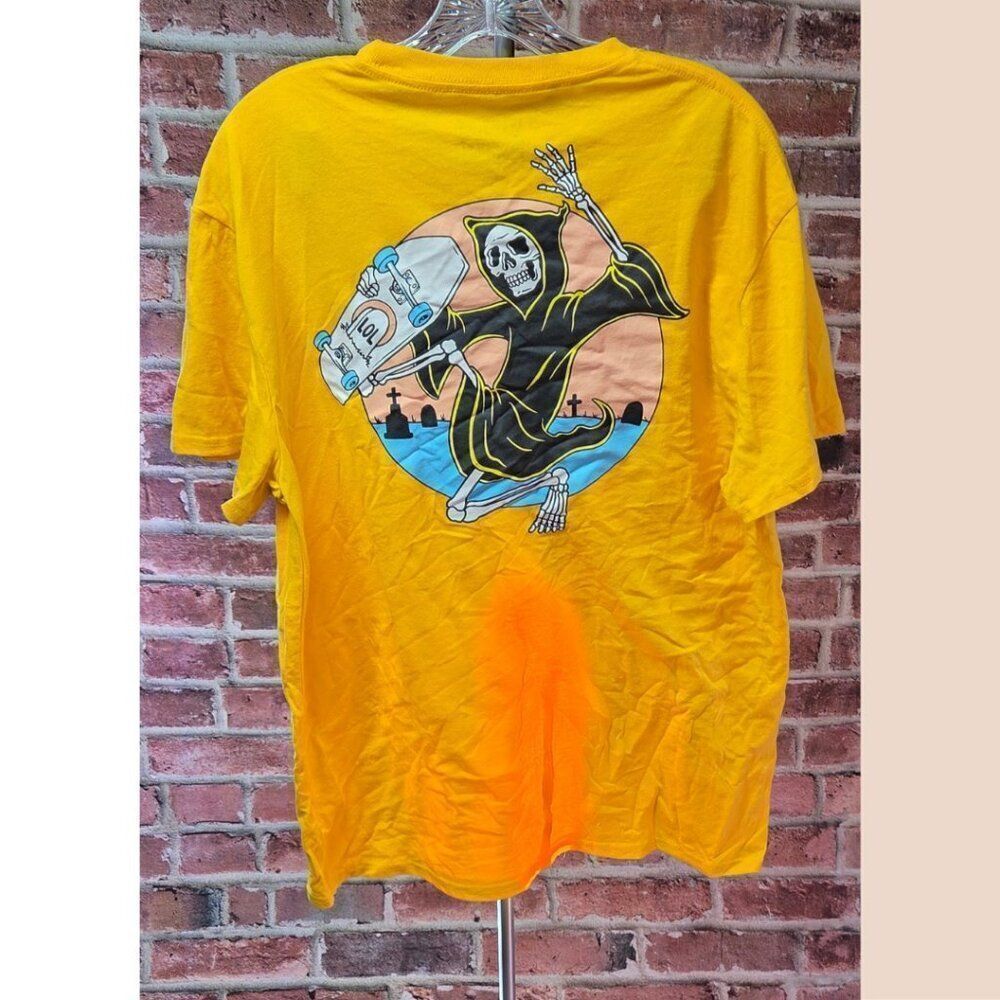 Cactus & Skull Grim Reaper Graphic Tee – Men’s Size Large‎ Yellow Streetwear